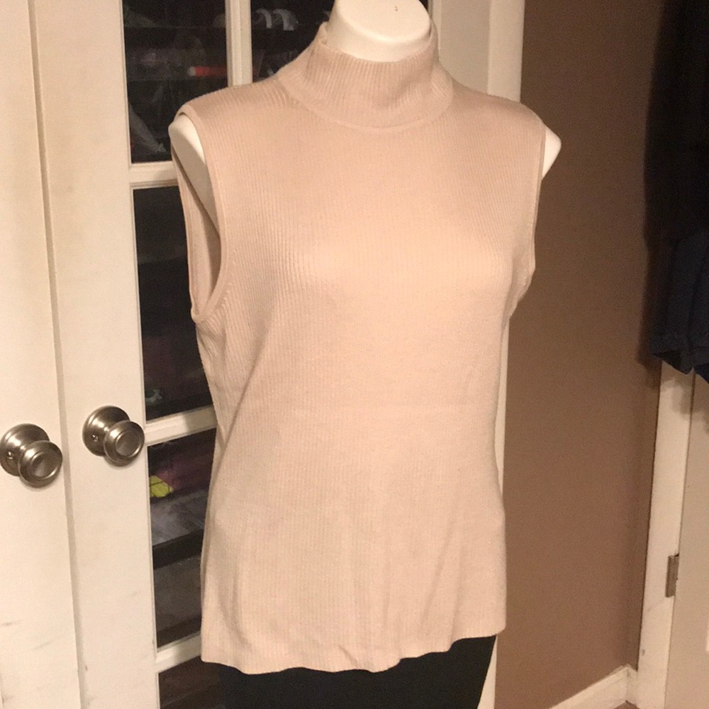 Cream ribbed sleeveless top
